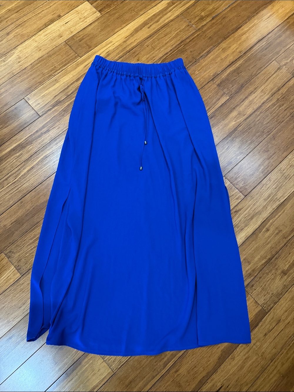Zara Royal Blue Maxi Skirt with Elastic Drawstring Waist